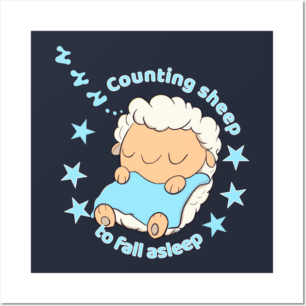 Counting sheep to fall asleep Wall Art by MisterThi